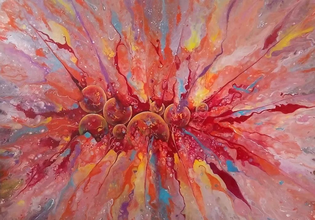 Vibrant Explosion: A Colorful Journey Through Abstract Fluidity