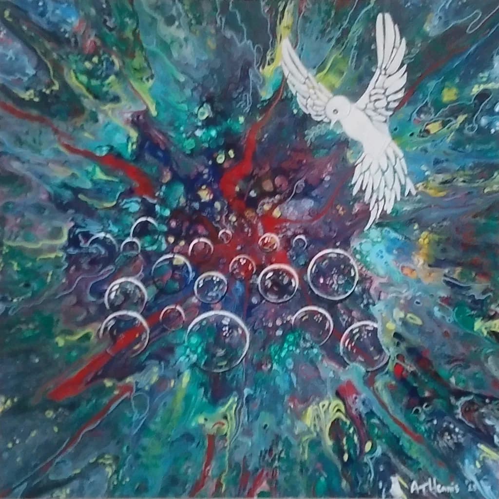 Whispers of Freedom: A Dance of Color and Light with a Soaring Dove