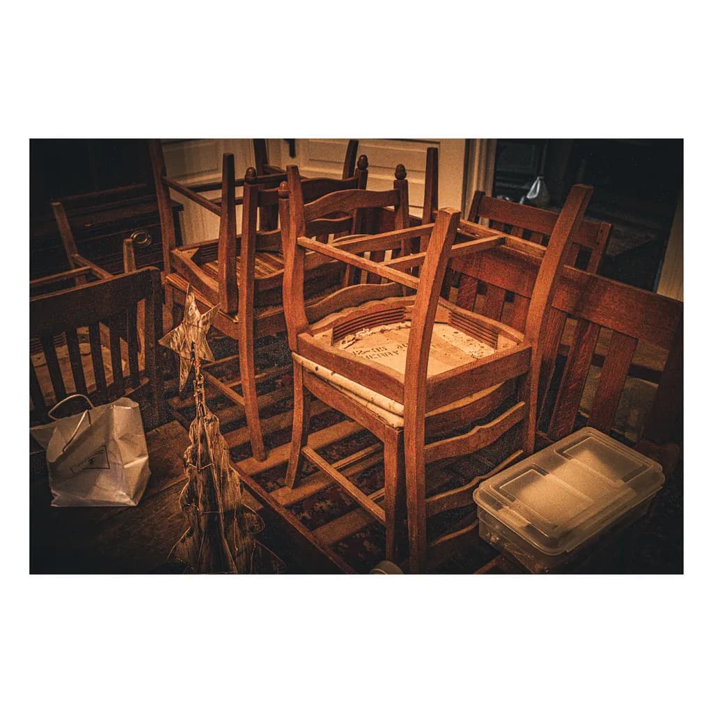 Stacked Wooden Chairs