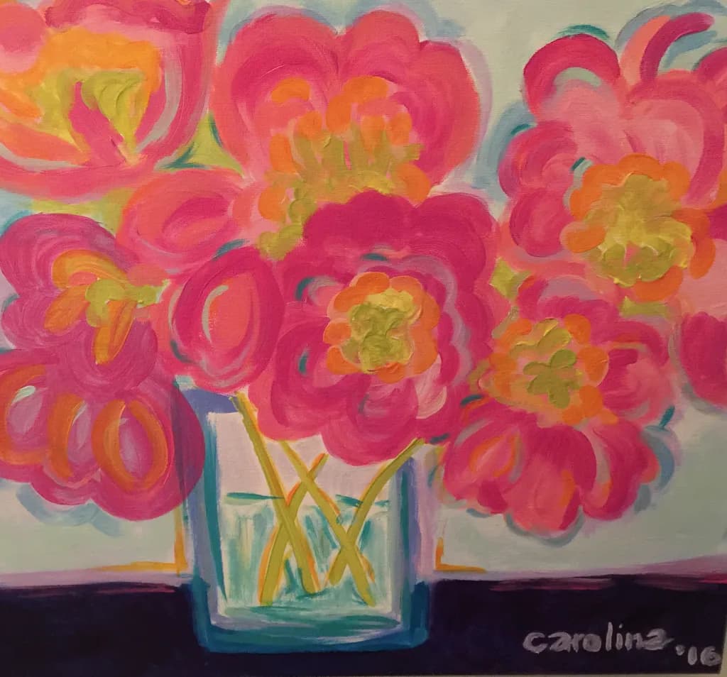 Vibrant Blossoms: A Celebration of Colorful Floral Elegance in Acrylic