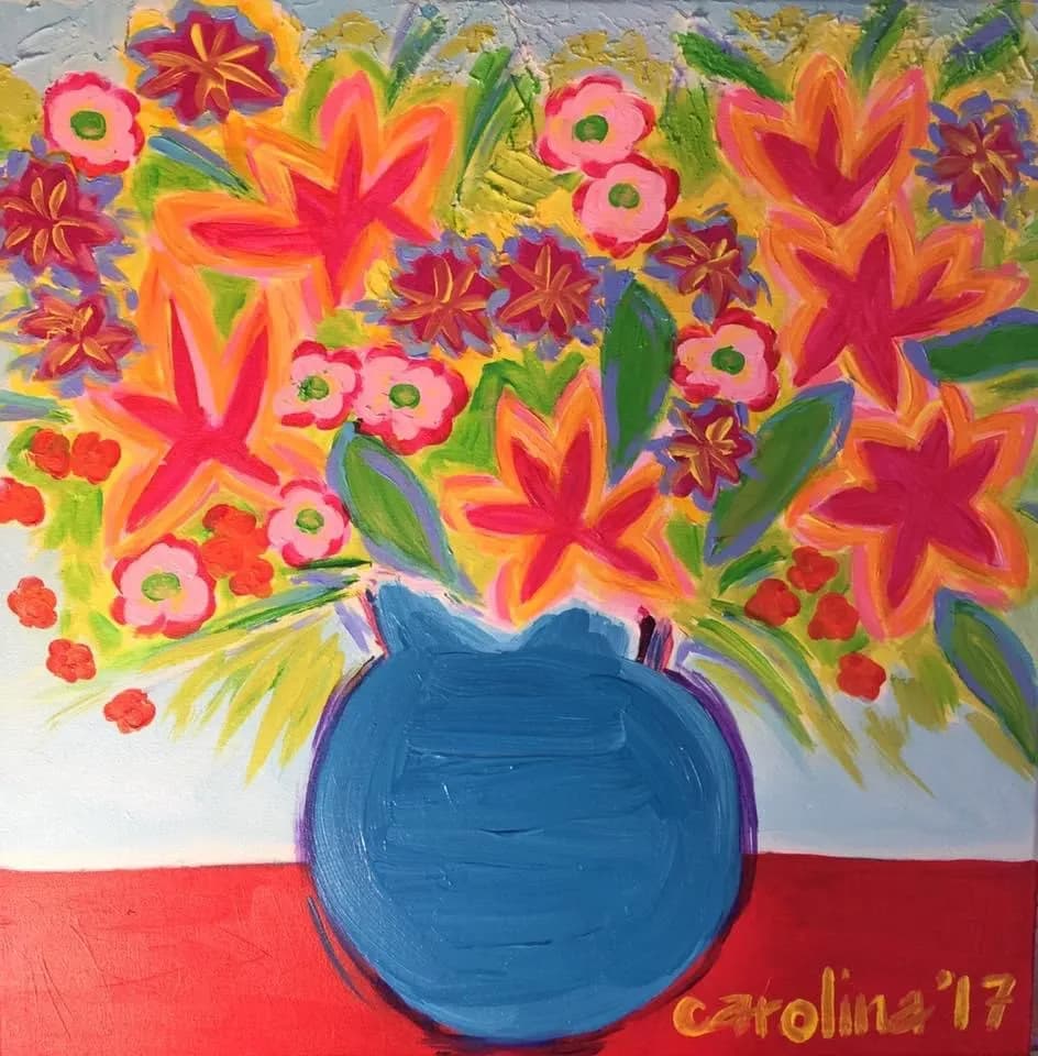 Vibrant Blooms: A Colorful Floral Symphony in Blue Vase
