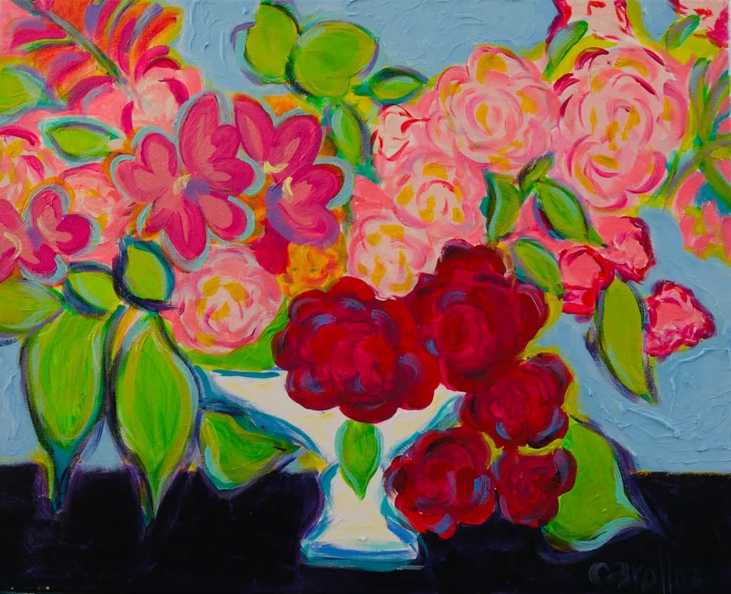 Vibrant Blossoms: A Colorful Floral Symphony in Pink and Red