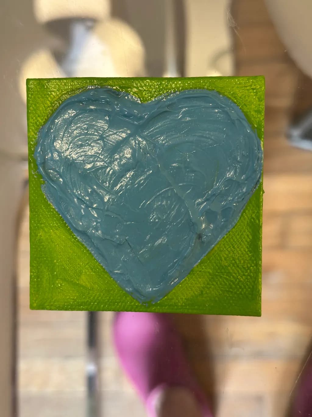 Blue Heart on Green