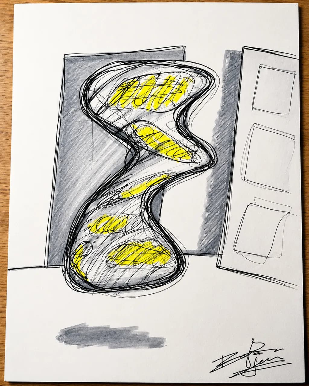 Abstract Form with Yellow Highlights