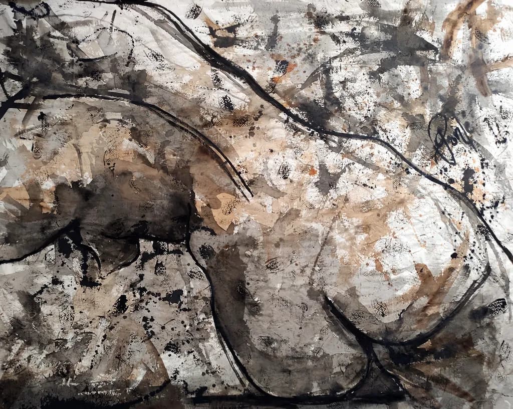 Whispers of Monochrome: An Abstract Exploration of Fluidity and Emotion