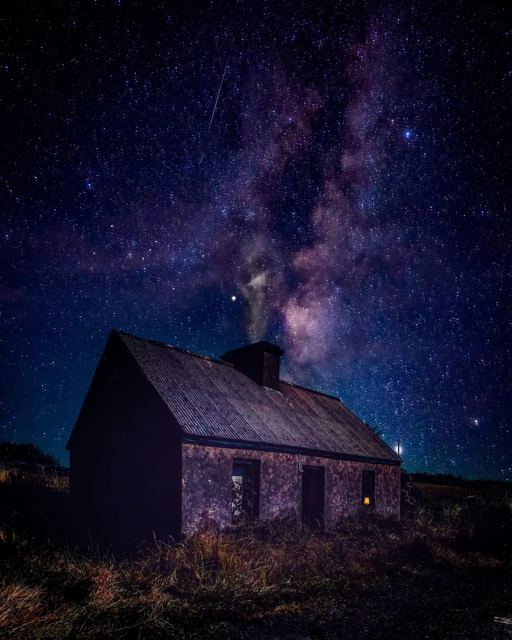 Abandoned Irish Cottage Under Milky Way