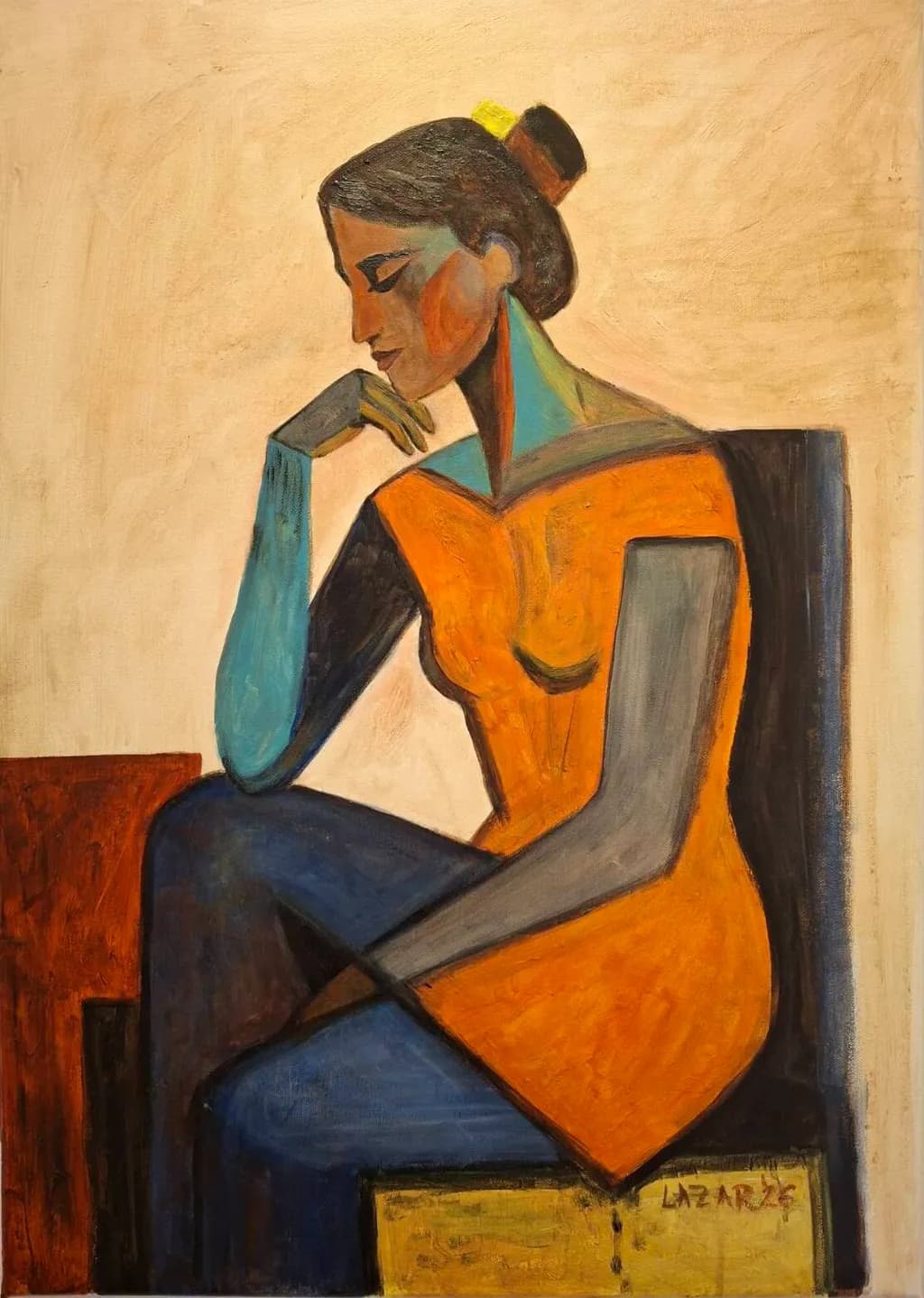 Orange Dress Contemplation