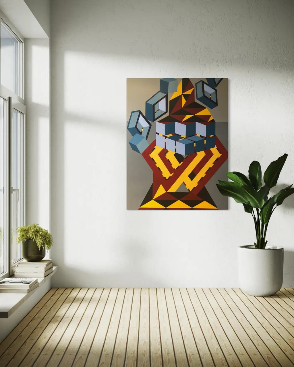 Vibrant Geometric Harmony: A Bold Fusion of Color and Form in Contemporary Art