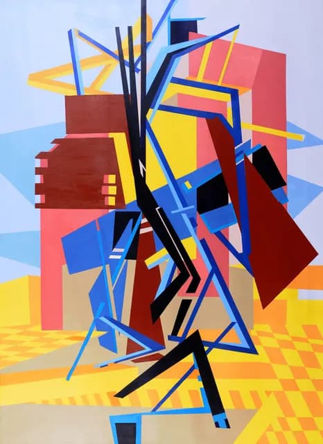 Vibrant Geometric Symphony: A Dance of Color and Form in Abstract Art