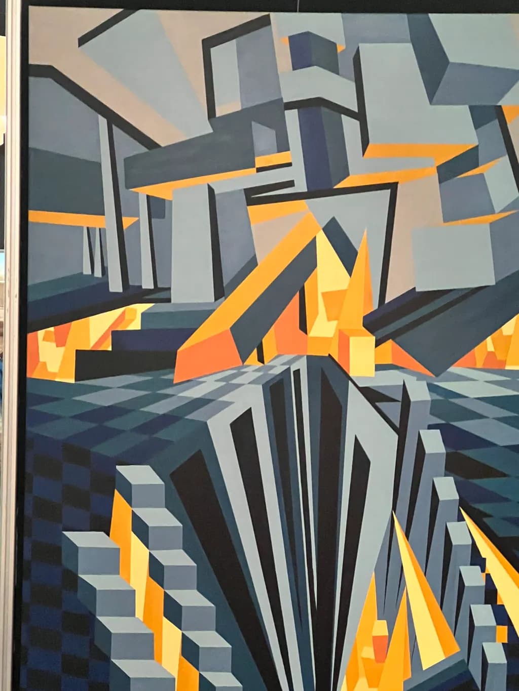 Geometric Eruption: A Symphony of Color and Form in Abstract Landscape