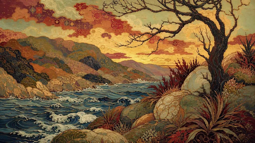 Riverside Rocks and Tree