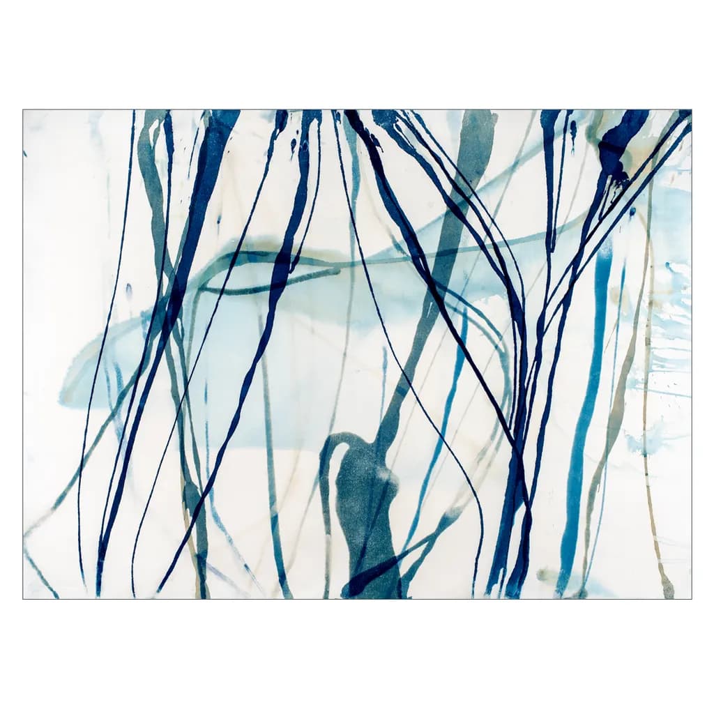 Whispers of the Ocean: A Dance of Blue and White Lines
