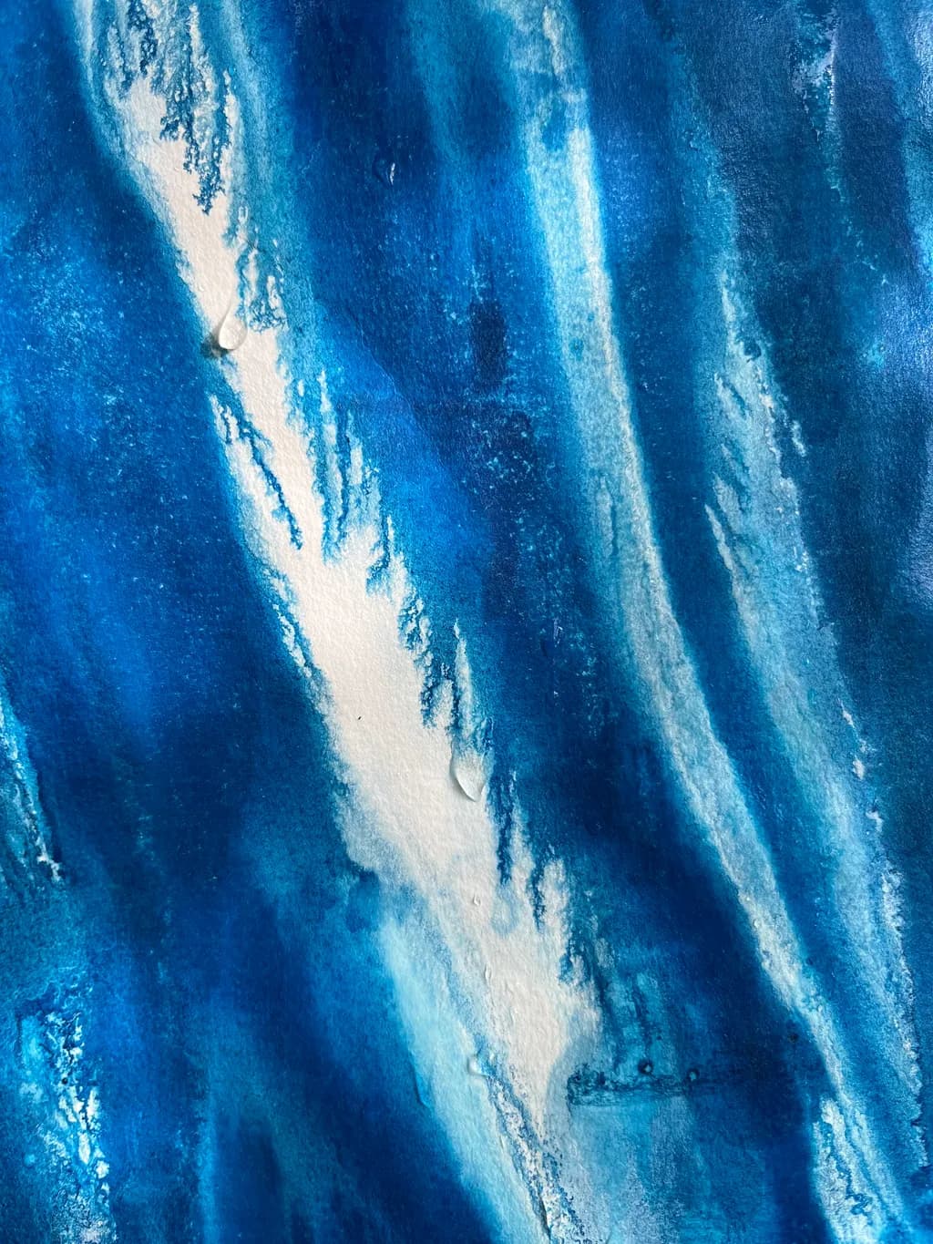 Whispers of the Ocean: A Dance of Blues and Whites in Watercolor Serenity