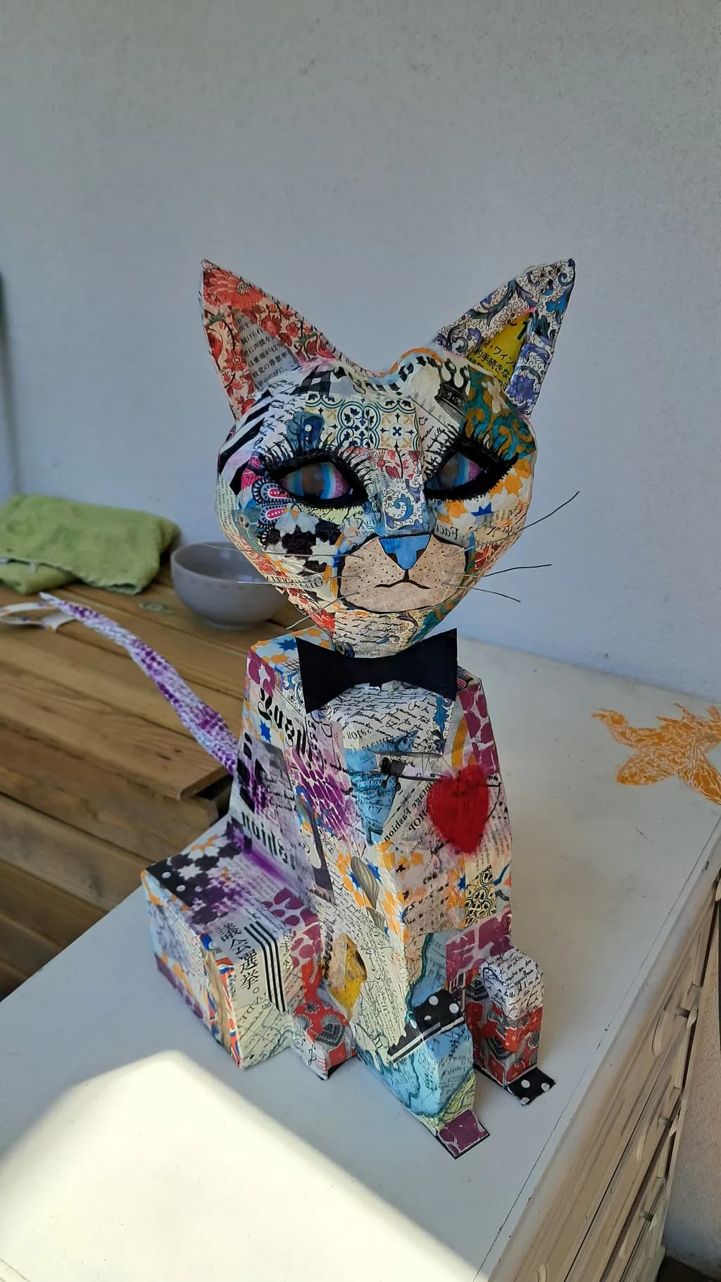 Patchwork Cat Sculpture