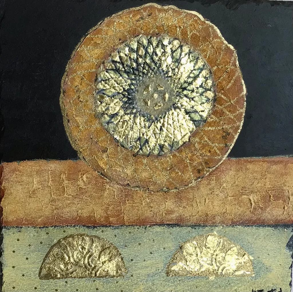 Golden Geometric Harmony: An Abstract Exploration of Texture and Contrast