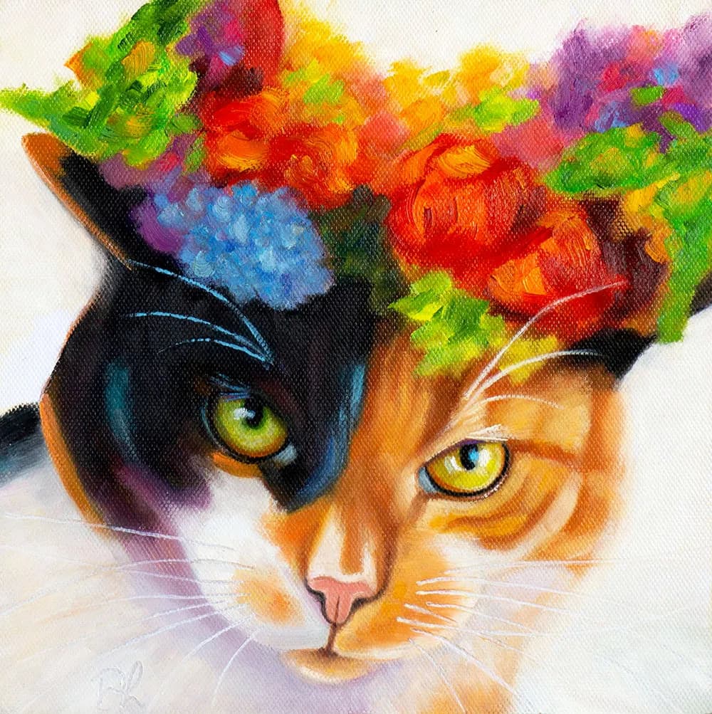 Calico Cat In A Flower Tiara Painting