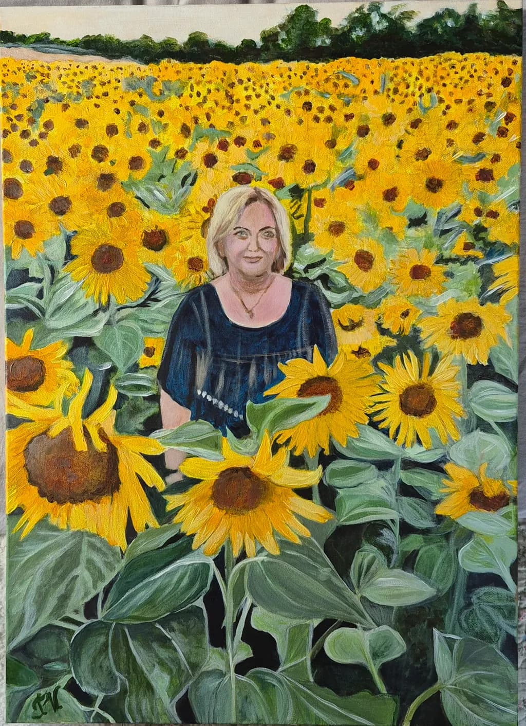Woman Among Sunflowers
