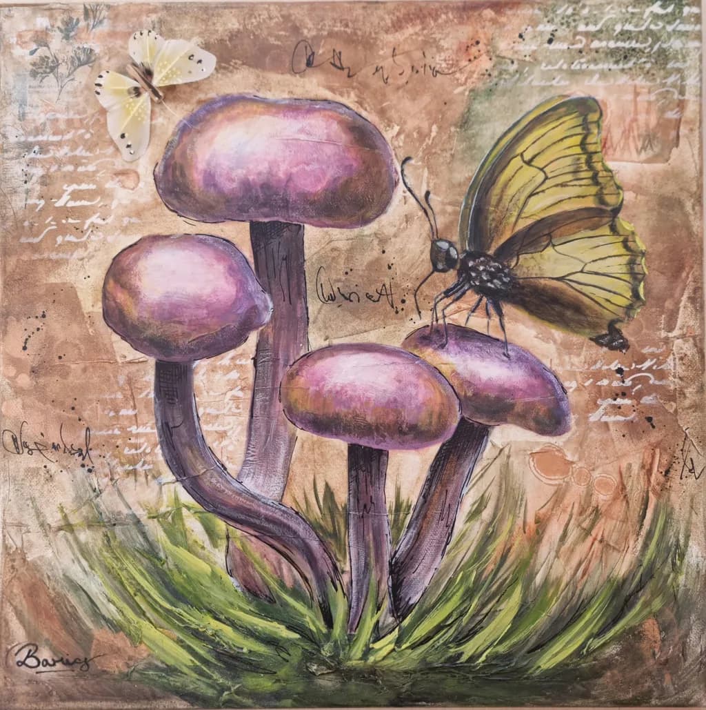 Whispers of Nature: A Dance of Butterflies and Mushrooms