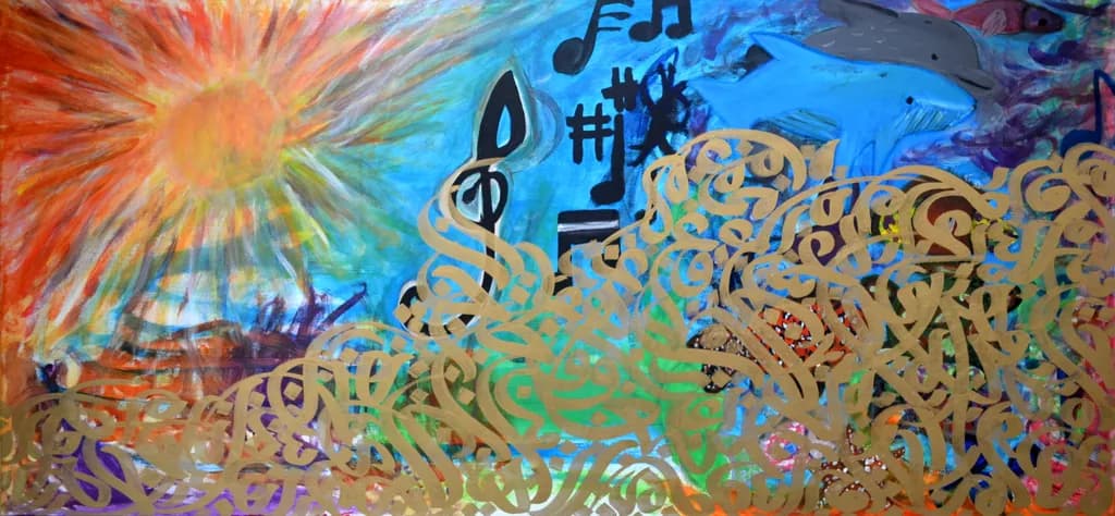 Whimsical Waves: A Vibrant Dance of Marine Life and Colorful Melodies