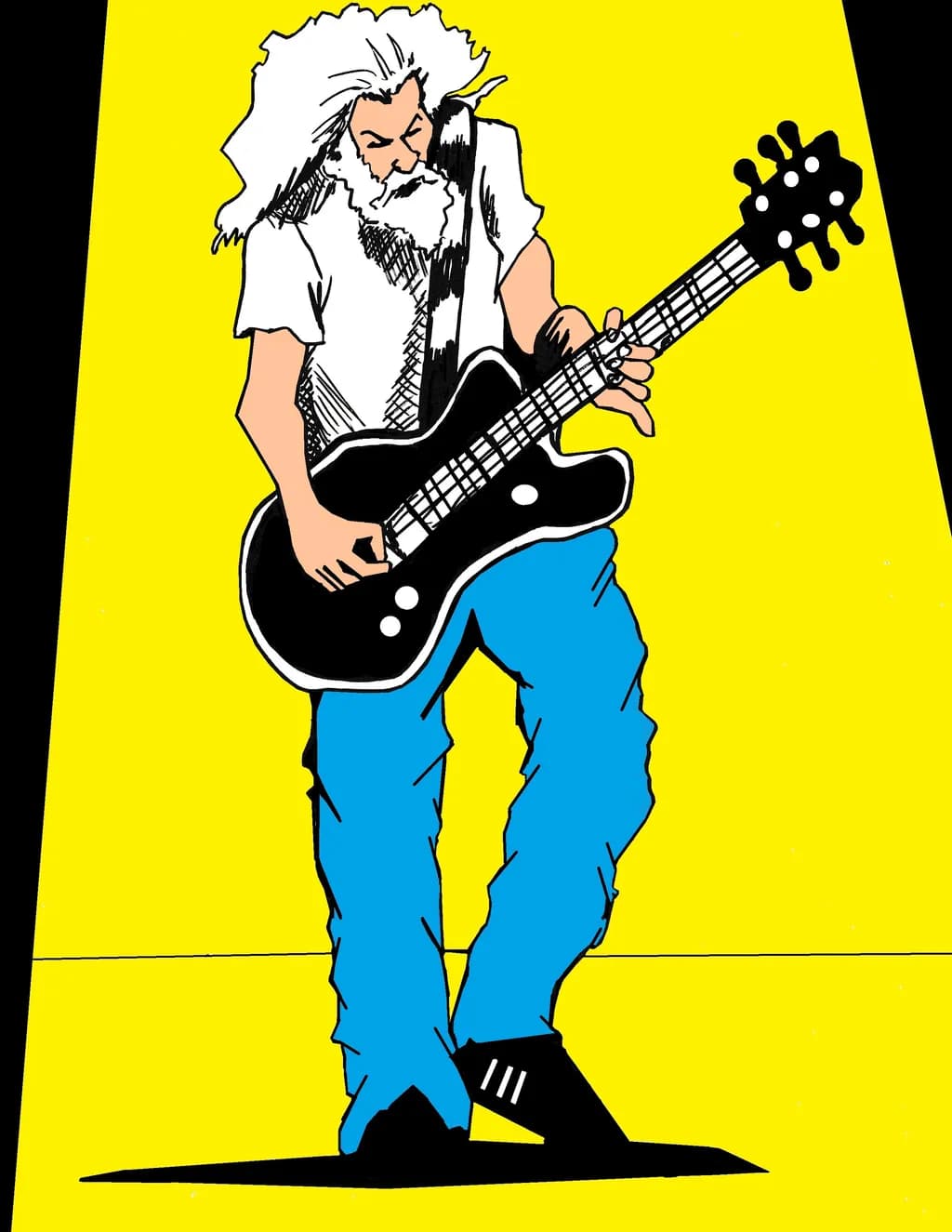 Electric Soul: The Vibrant Strum of a Rock Legend in Action