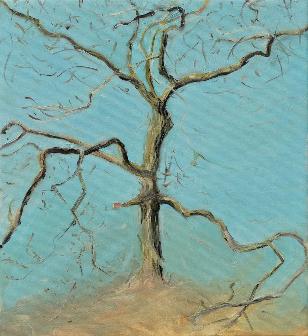 Whispers of Winter: A Danish Tree's Silent Story in Oil on Canvas