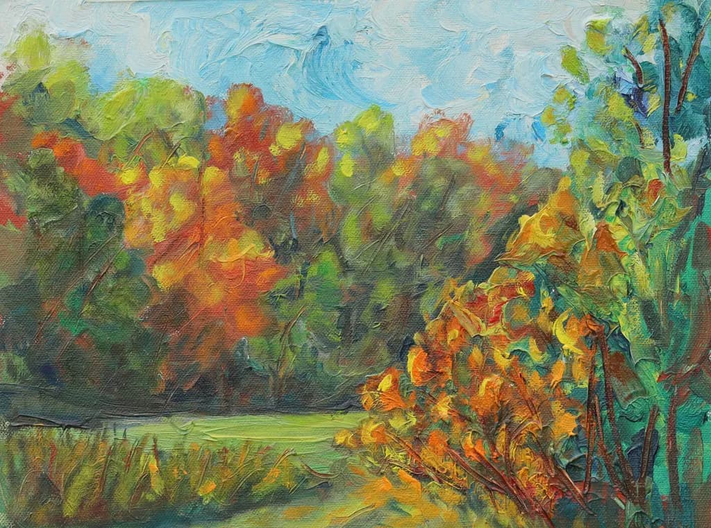Whispers of Autumn: A Vibrant Dance of Danish Landscapes in Oil on Canvas