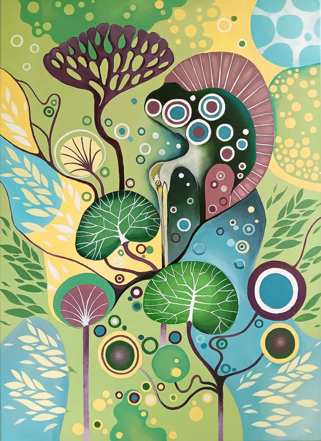Whimsical Harmony: A Vibrant Dance of Nature's Colors and Shapes
