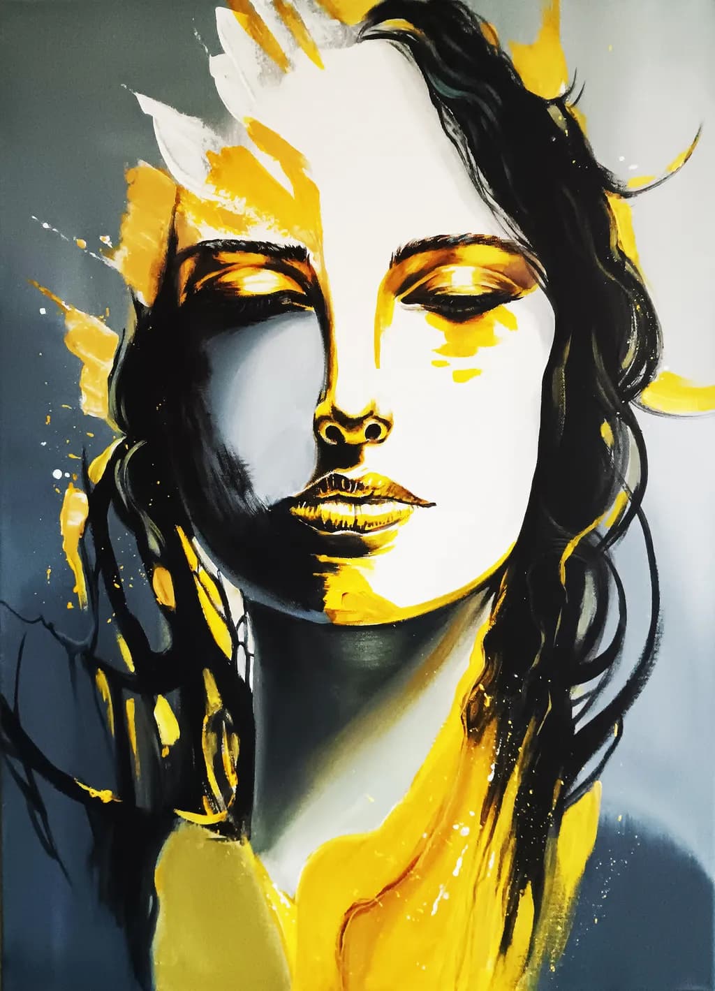 Golden Whispers: An Abstract Portrait of Emotion and Contrast