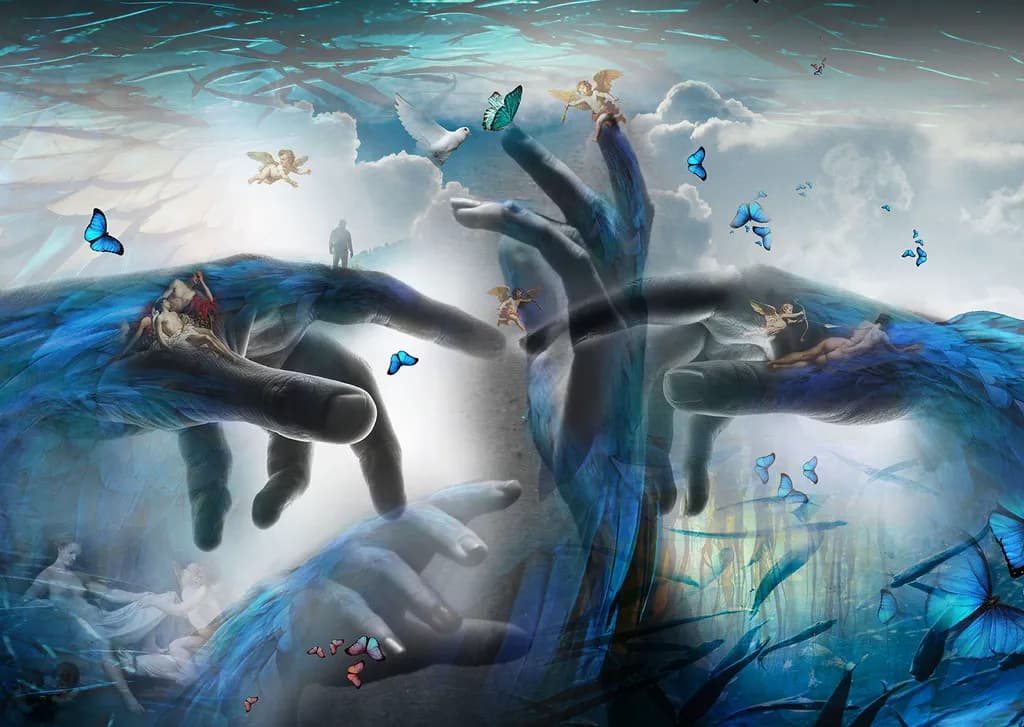 Surreal Blue Hands