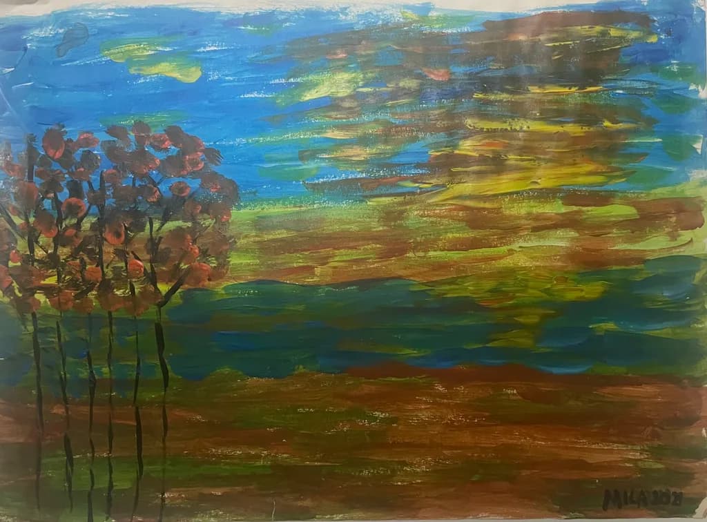 Blue and Gold Flowering Trees