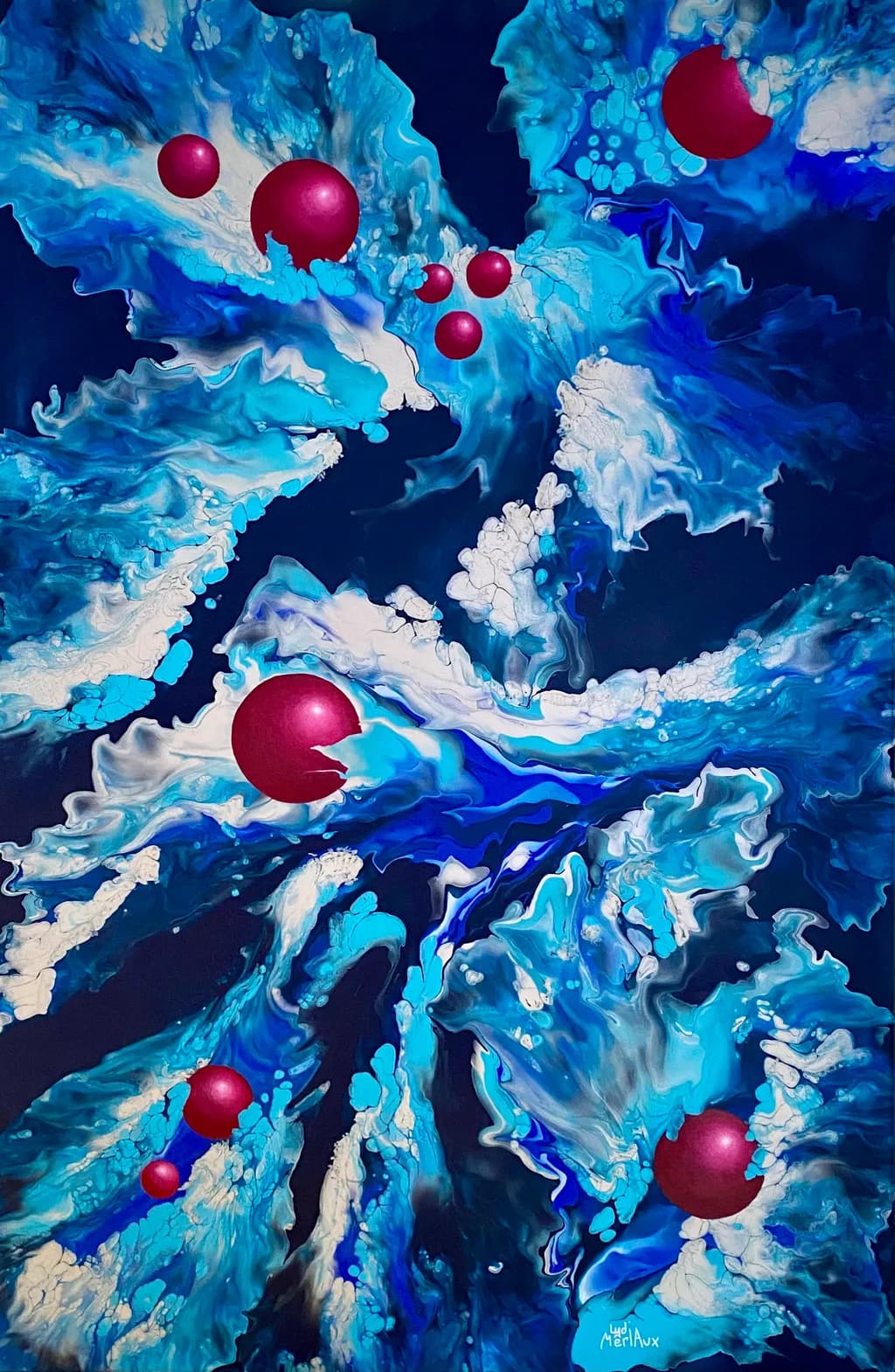 Crimson Orbs in Motion