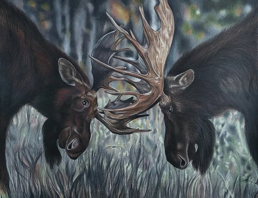 Moose in the Moment: A Colored Pencil Exploration of Nature's Majesty and the Art of Connection