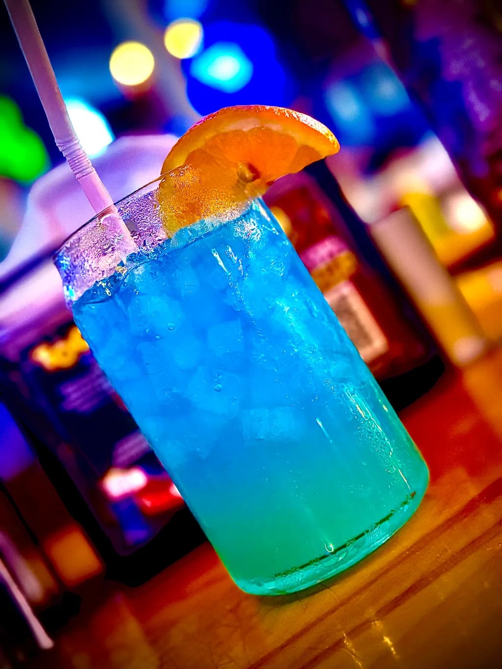 Blue Cocktail with Orange Slice