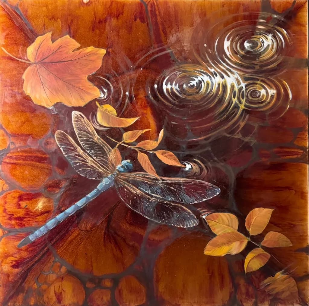 Dragonfly on Autumn Water