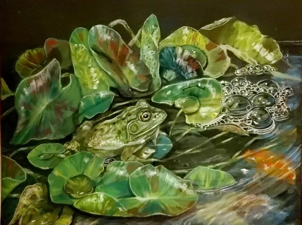 Frog Among Lilies