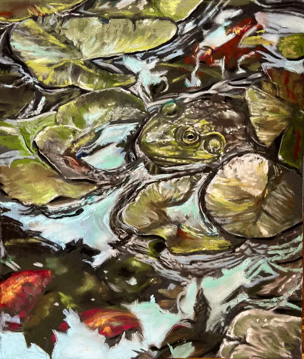 Frog Among Lilies