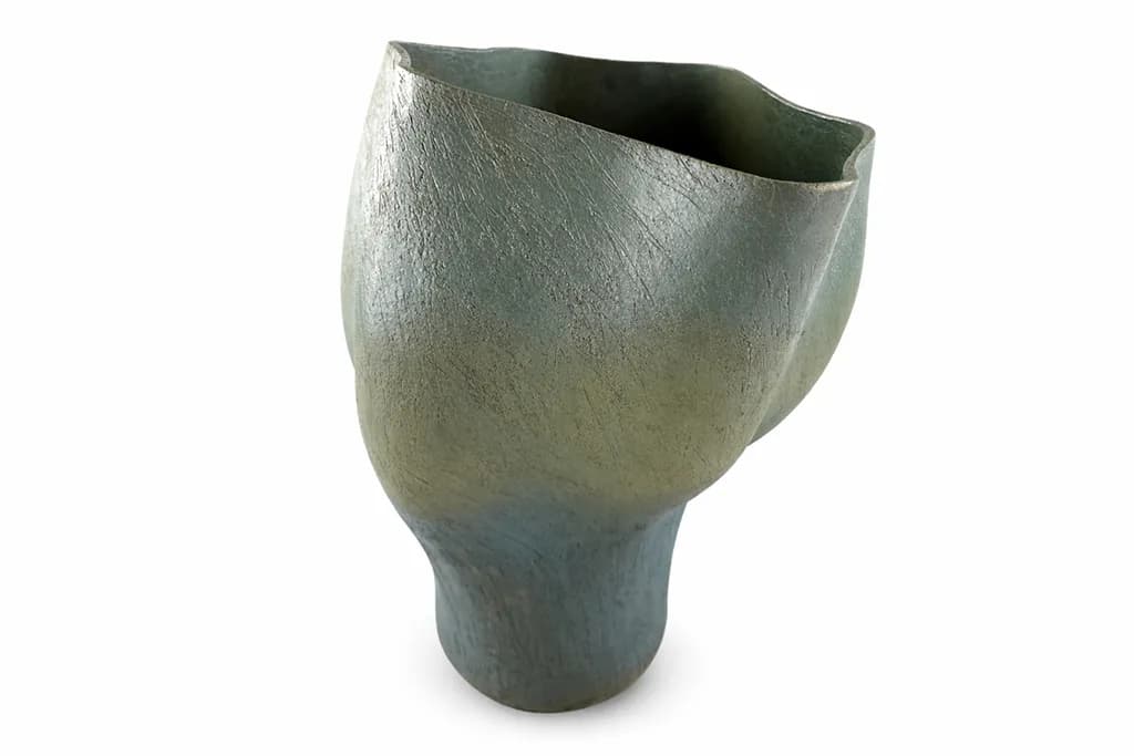 Grey Green Undulating Vessel