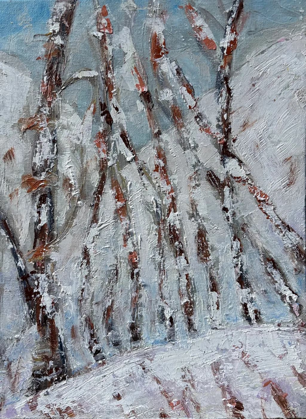 Whispers of Winter: A Serene Snowy Landscape with Bare Trees
