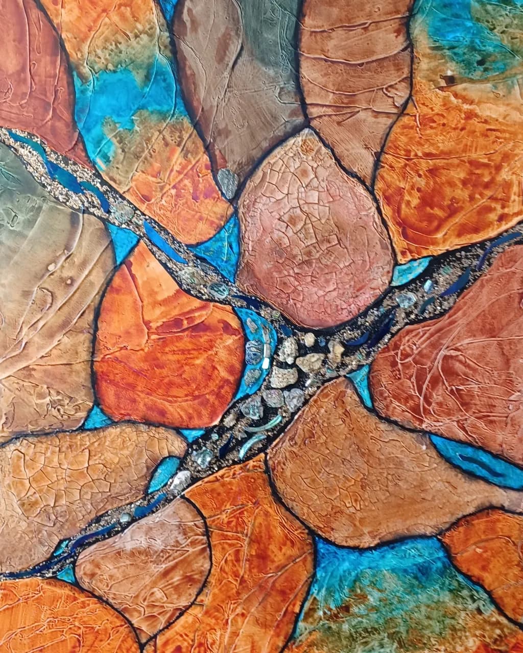 Vibrant Mosaic: Nature's Palette of Earthy Tones and Tranquil Waters