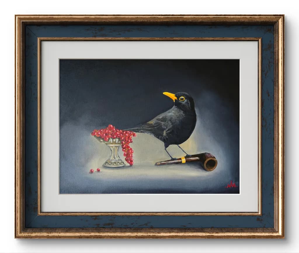 Bird with Pipe and Berries