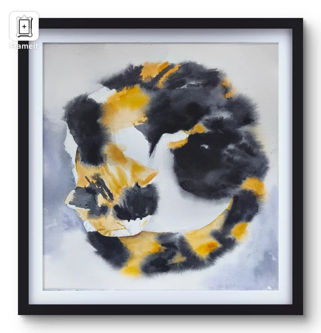 Whispers of a Calico Dream: A Watercolor Journey Through Feline Grace