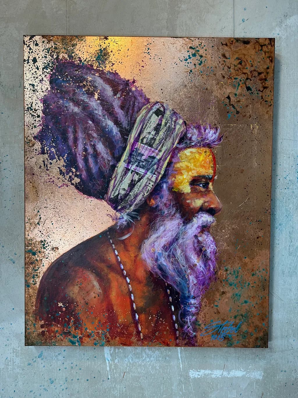 Vibrant Wisdom: A Colorful Portrait of Expression and Texture