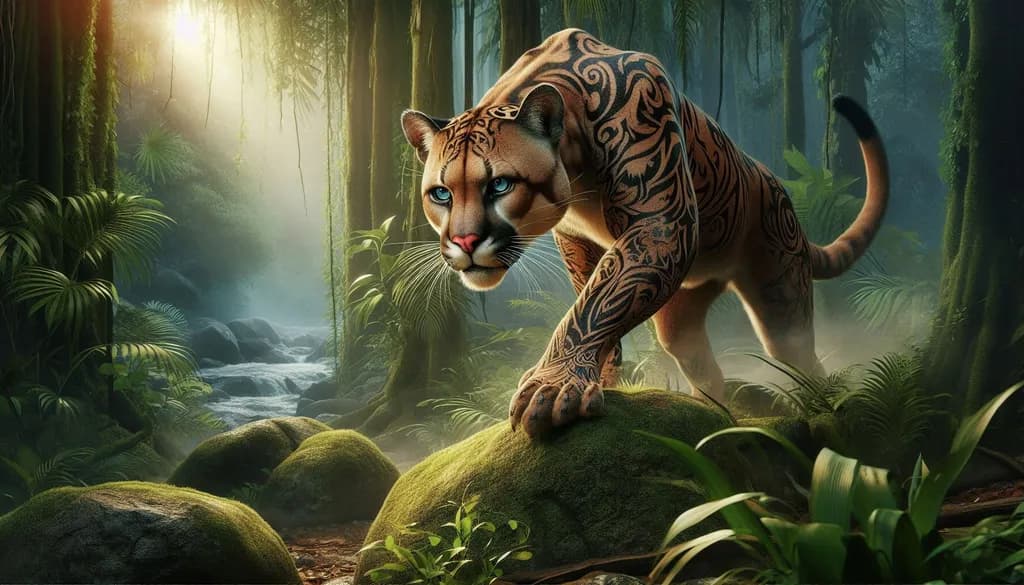 Majestic Jungle Guardian: The Ferocious Tattooed Tiger in Mystical Light