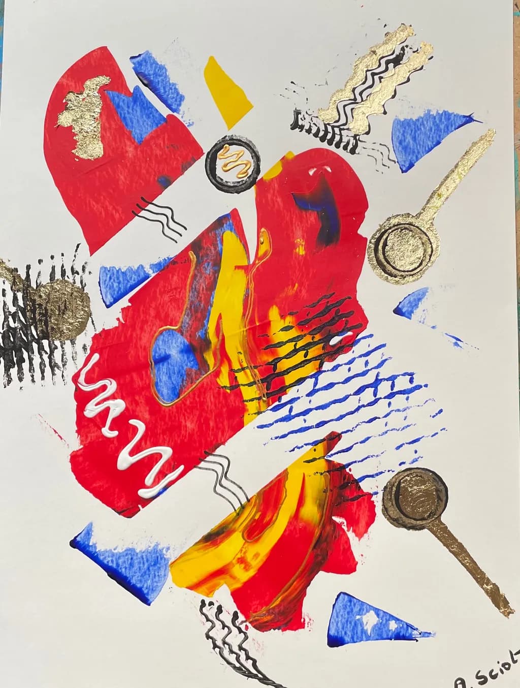 Vibrant Geometric Symphony: An Expressive Journey Through Color and Form