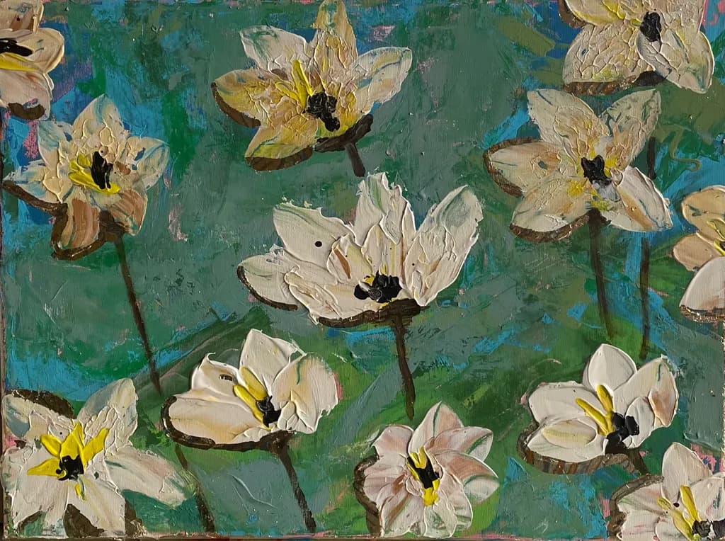 Textured White Flowers