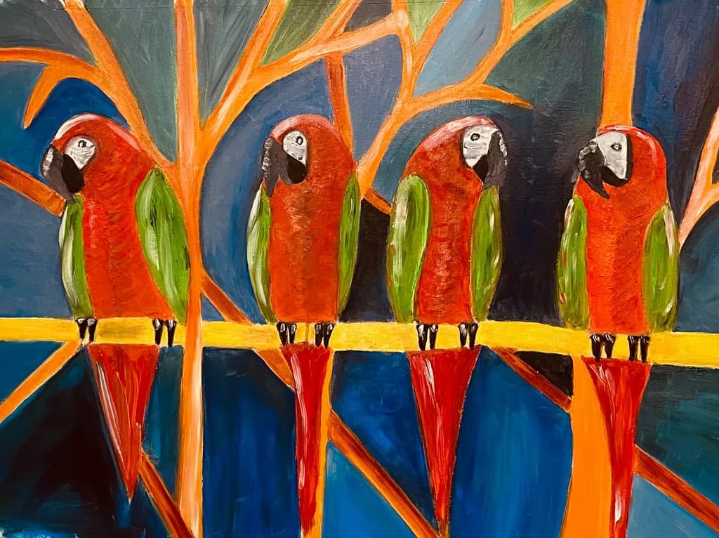Parrots on Branch