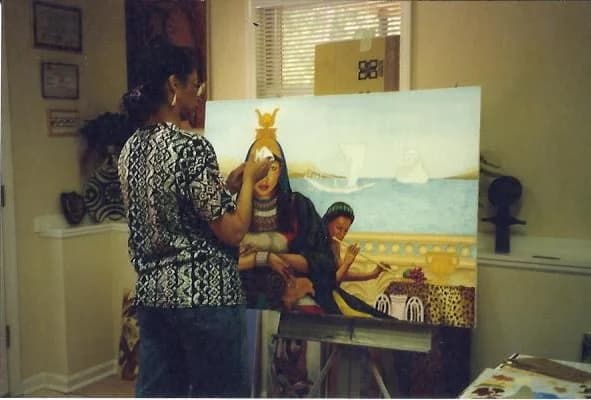 Working on a commission painting in my home studio.