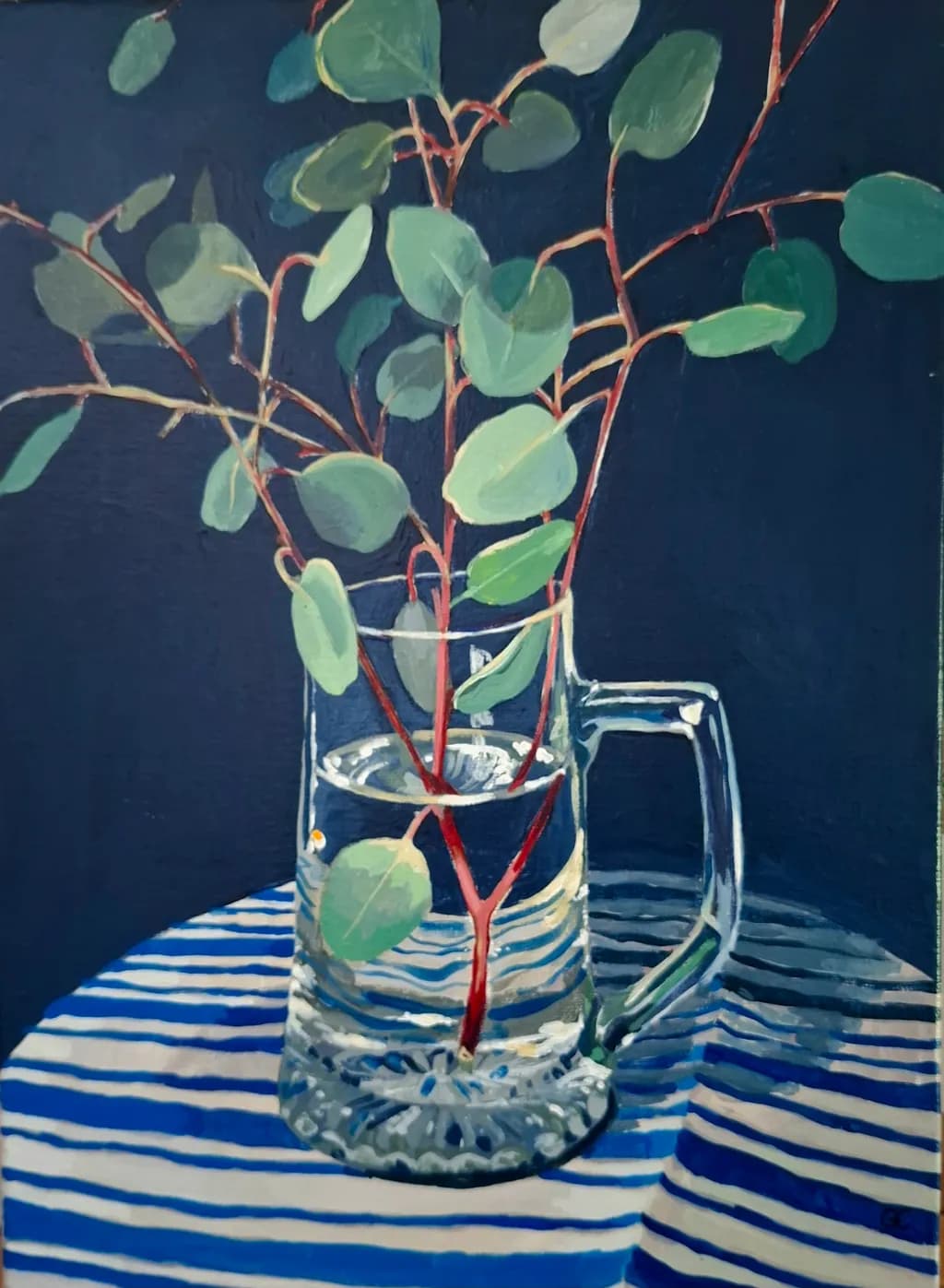Eucalyptus Elegance: A Serene Still Life in Glass and Greenery