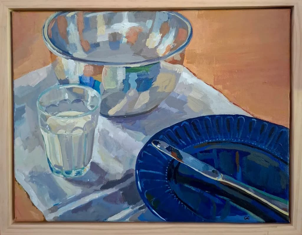 Reflections of Blue: A Still Life Journey Through Glass and Ceramics