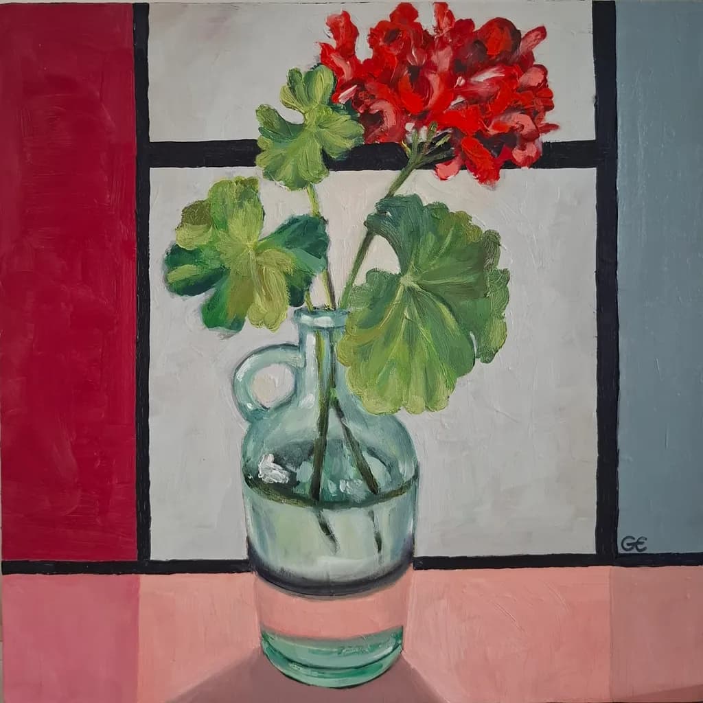 Red Blooms in Glass